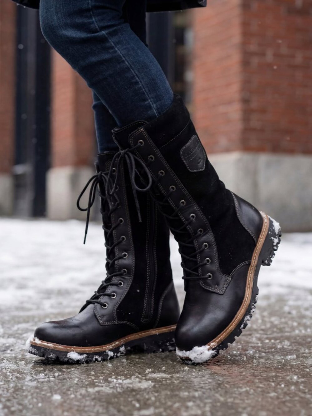 Women's Black Lace-Up Knee Boot